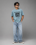 Printed Drop Shoulder T-Shirt -Teal