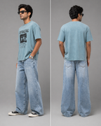 Printed Drop Shoulder T-Shirt -Teal