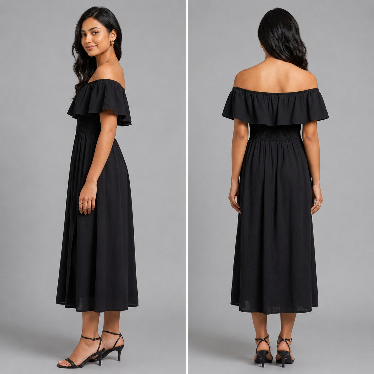 Ladies Off Shoulder Vacation dress - Black