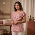 Ladies Floral Printed Double Tops - Pink Onion