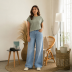 French Sleeve T-Shirt -Teal