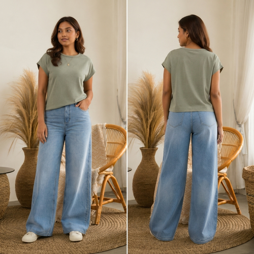 French Sleeve T-Shirt -Teal