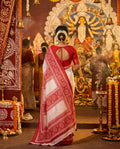 Remi Silk Print Saree A - Red