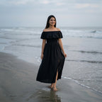 Ladies Off Shoulder Vacation dress - Black