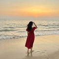 Ladies Off Shoulder Vacation dress - Maroon