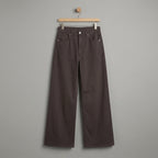 High waist wide leg coffee (khaki) twill pant - Chocolate