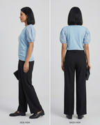 Woven Puff Sleeve T-Shirt -Sky Blue