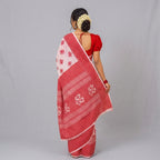 Remi Silk Print Saree -Light Red