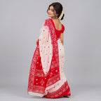 Remi Silk Print Saree B - Red