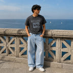 Printed Drop Shoulder T-Shirt - Charcoal