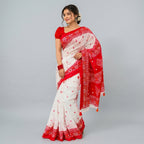 Remi Silk Print Saree B - Red