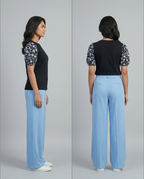 Printed Puff Sleeve T-Shirt -Black