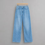 High waist wide leg denim pants - Blue