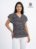 Ladies Floral Printed Double Tops -Black