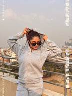 Zipper Hoodie & pant set -Gray