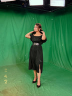 Ladies Off Shoulder Party Dress -Black