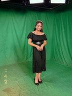 Ladies Off Shoulder Party Dress -Black