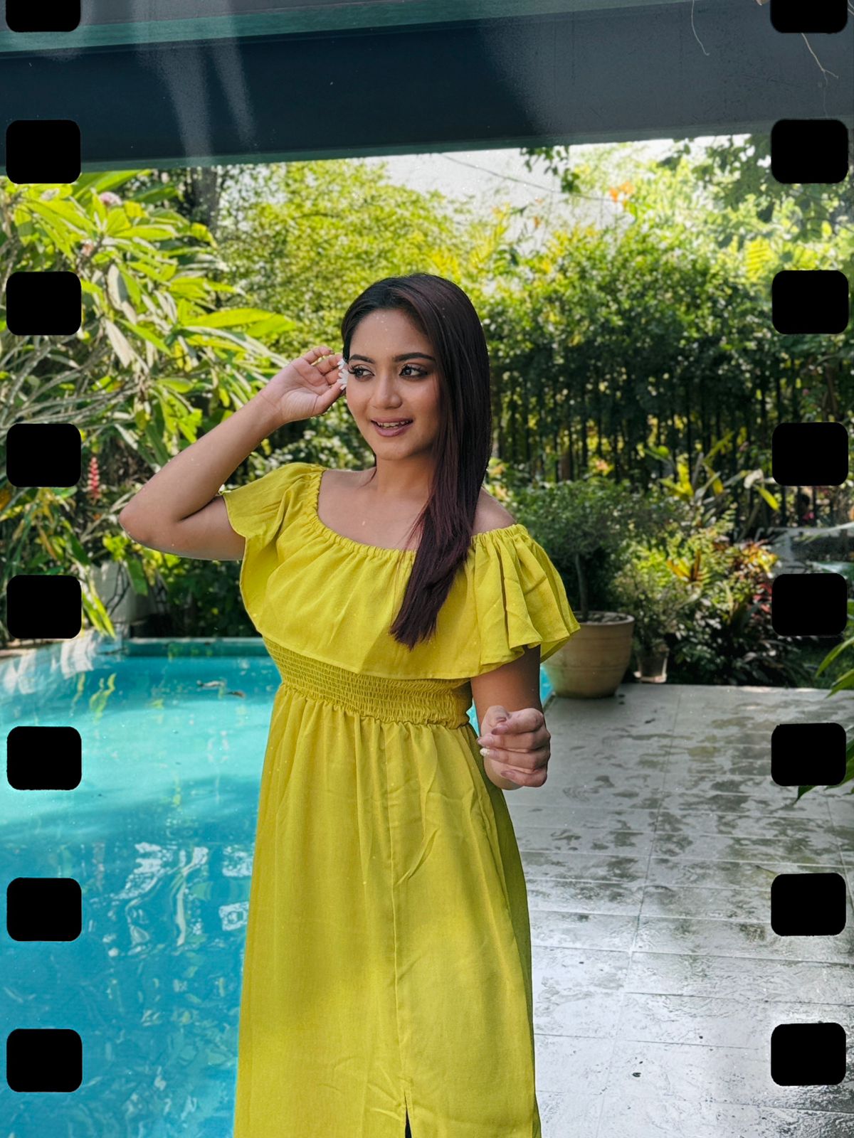 Ladies Off Shoulder Party Dress -Lemon
