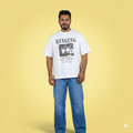 Printed Drop Shoulder T-Shirt -White