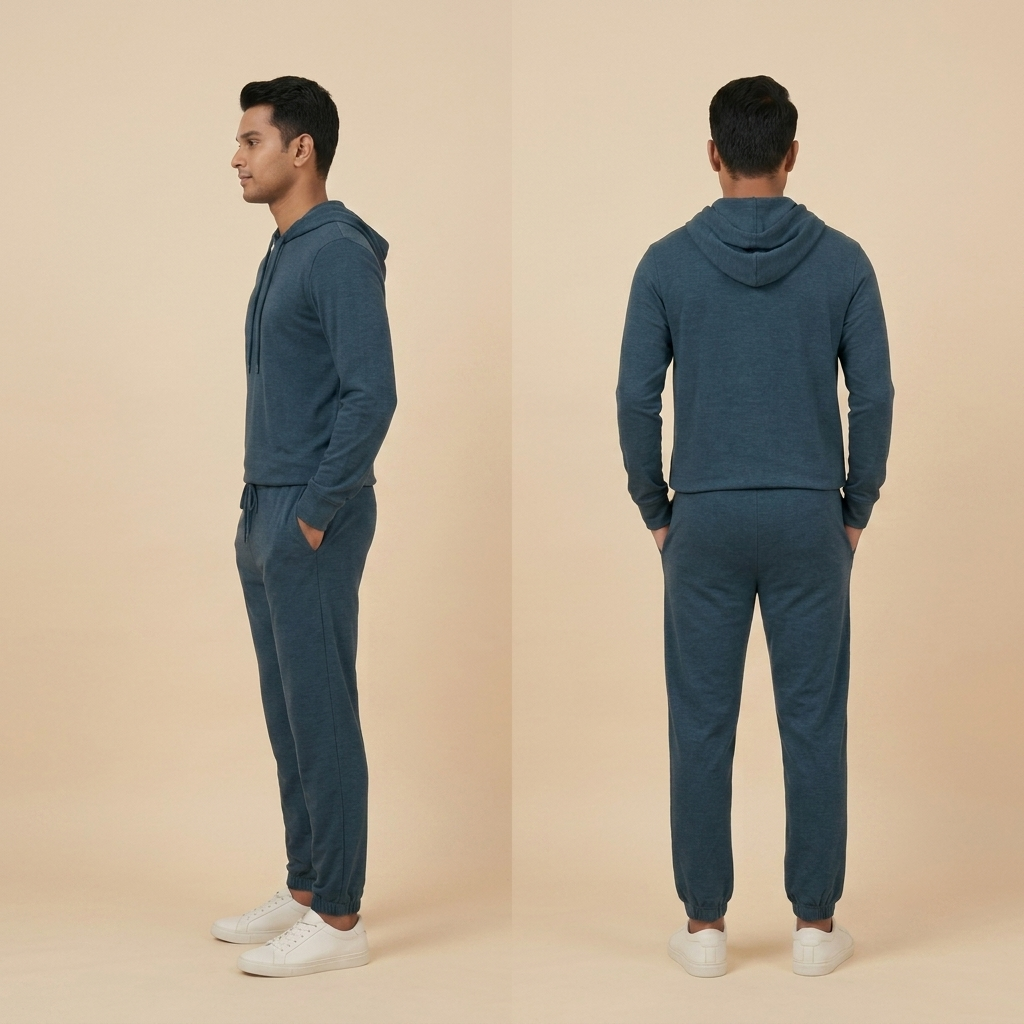 Pull over hoodie & pant set -Navy Blue