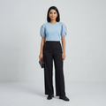 Woven Puff Sleeve T-Shirt -Sky Blue