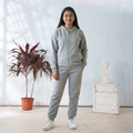 Zipper Hoodie & pant set -Gray