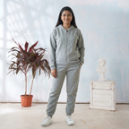 Zipper Hoodie & pant set -Gray